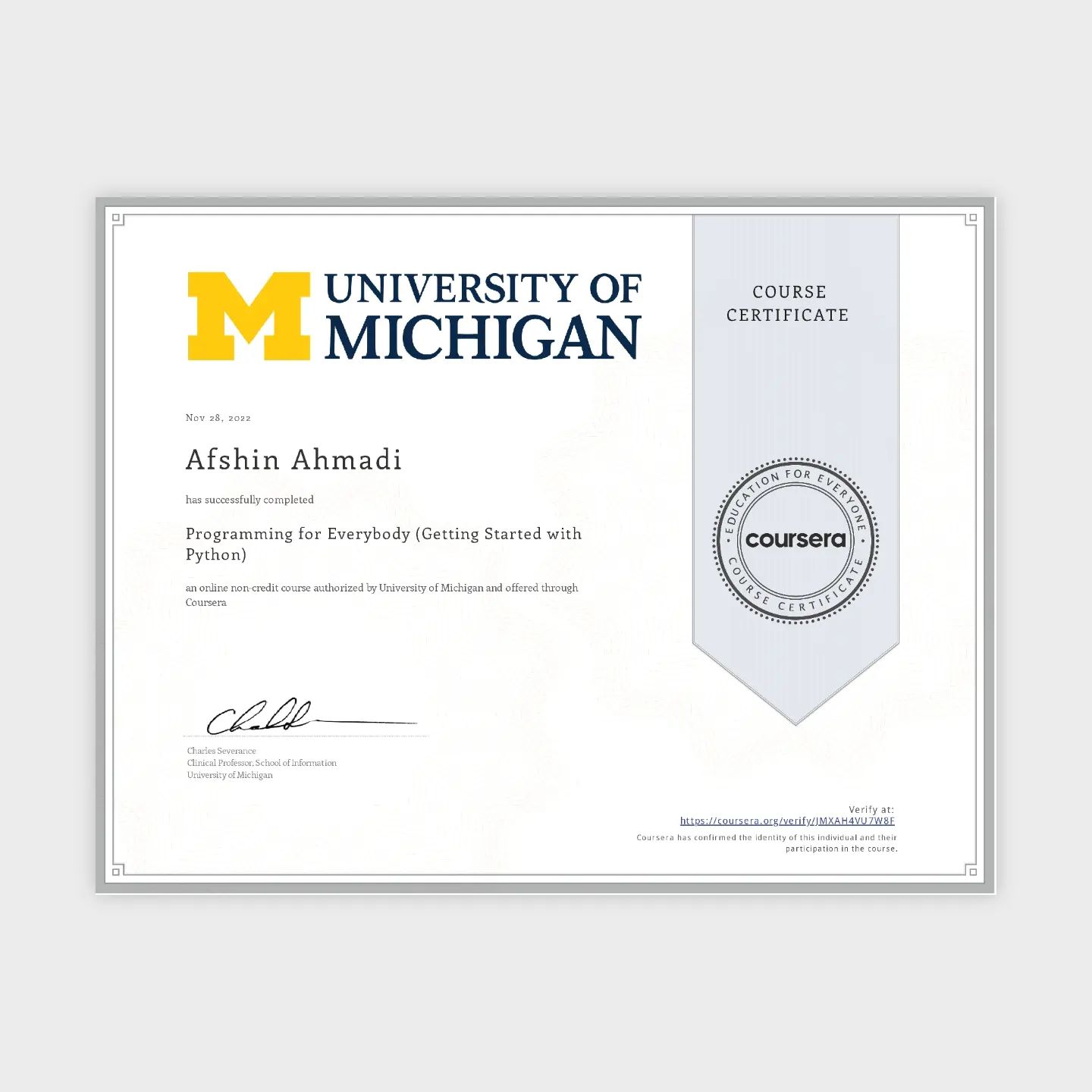 Michigan Python Course
